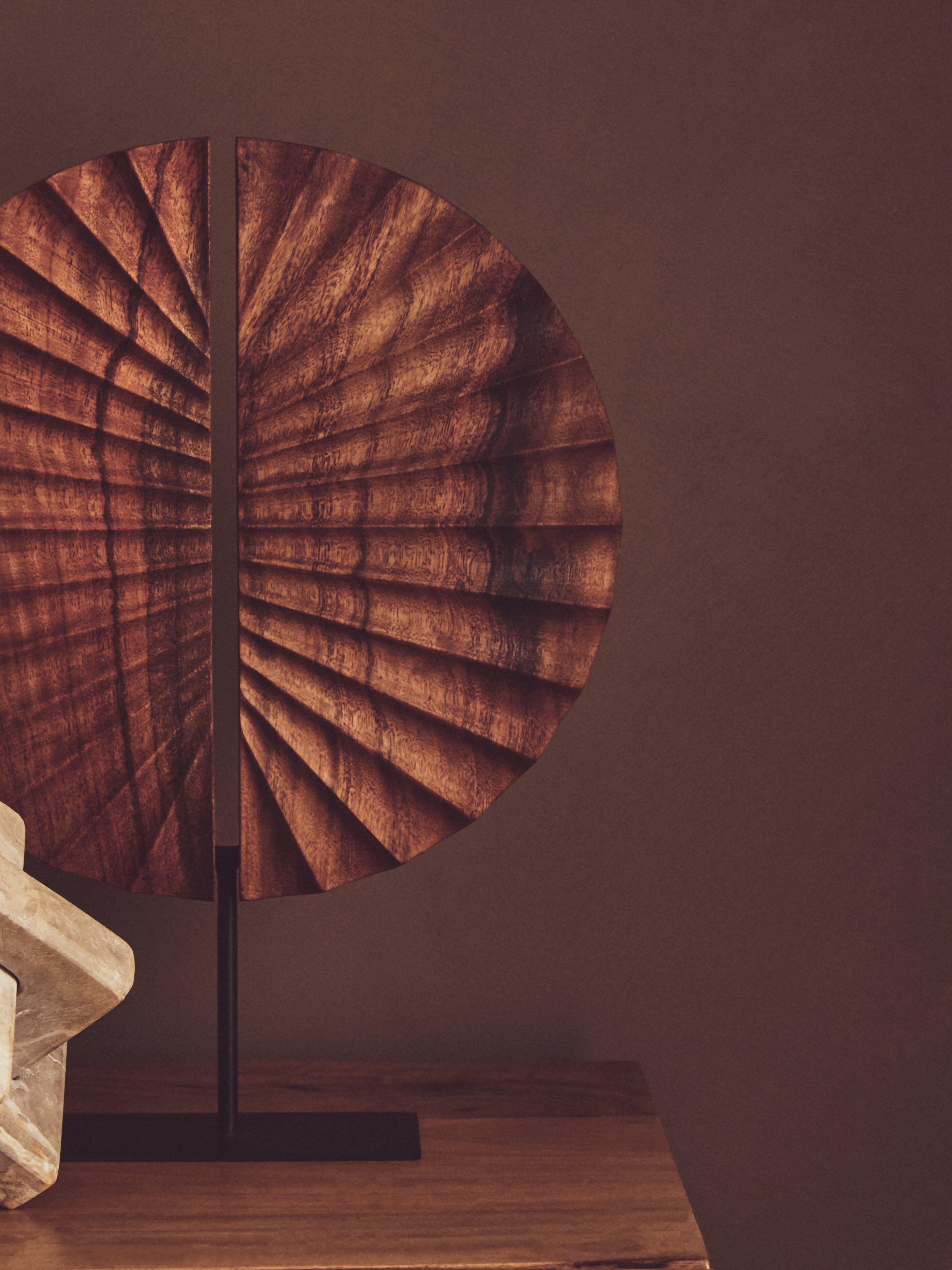 Lindos Brown Wood Sculpture With Black Base